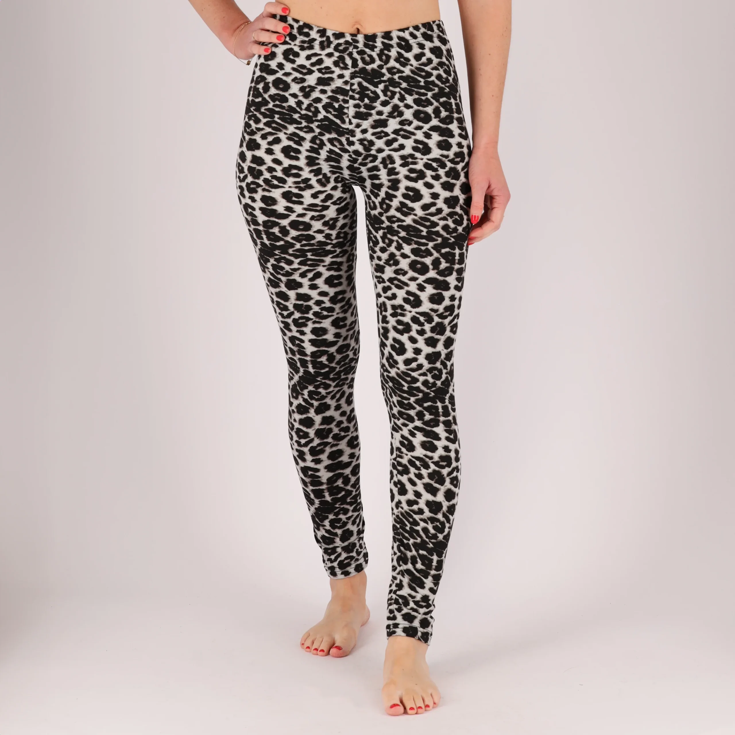 Leopard legging dames - Velvet - Multi Grijs/Beige - Superzacht - Afbeelding 2