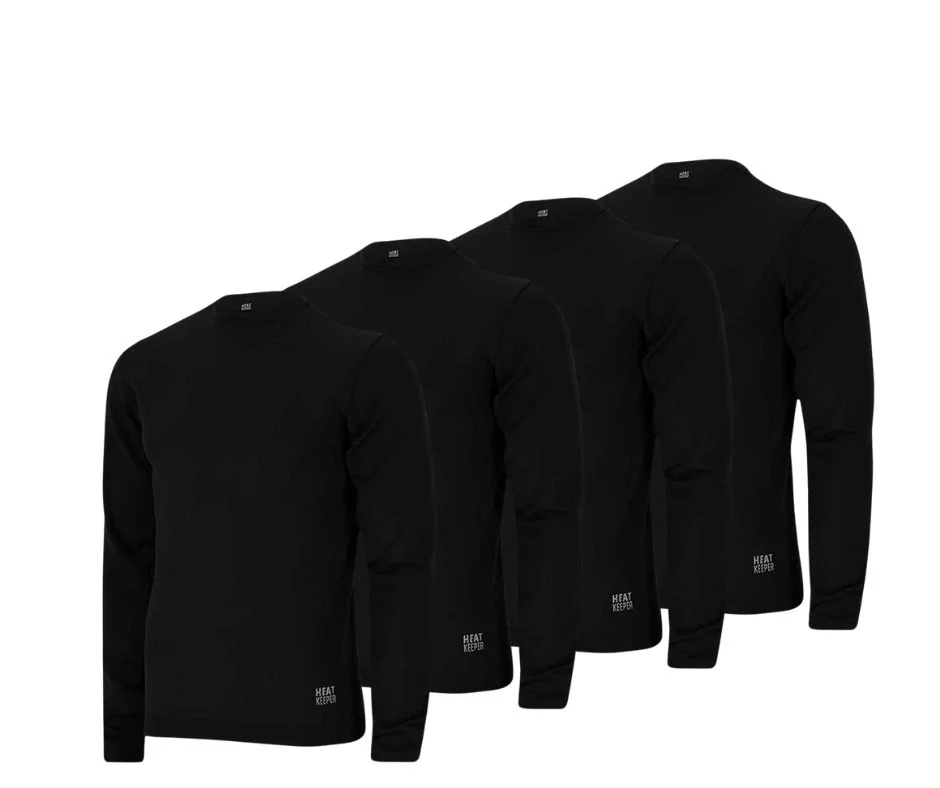 Thermo shirt heren - Naadloos - Zwart - 4-Pack