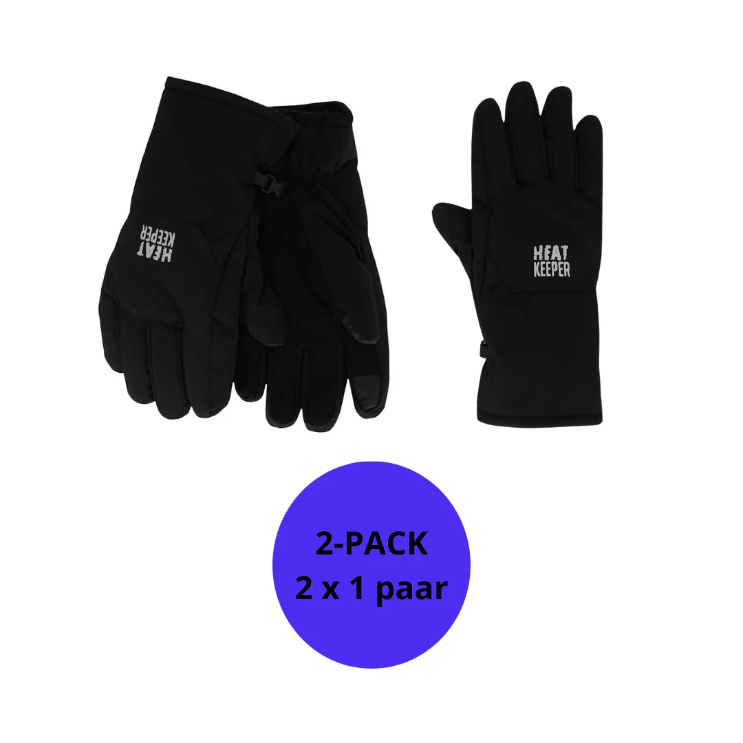 Dames winter handschoenen - Softshell - Zwart - 2-Paar
