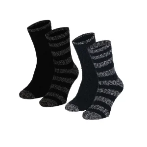 Bedsokken heren - 4-Pack - Stripes - Zwart - One Size