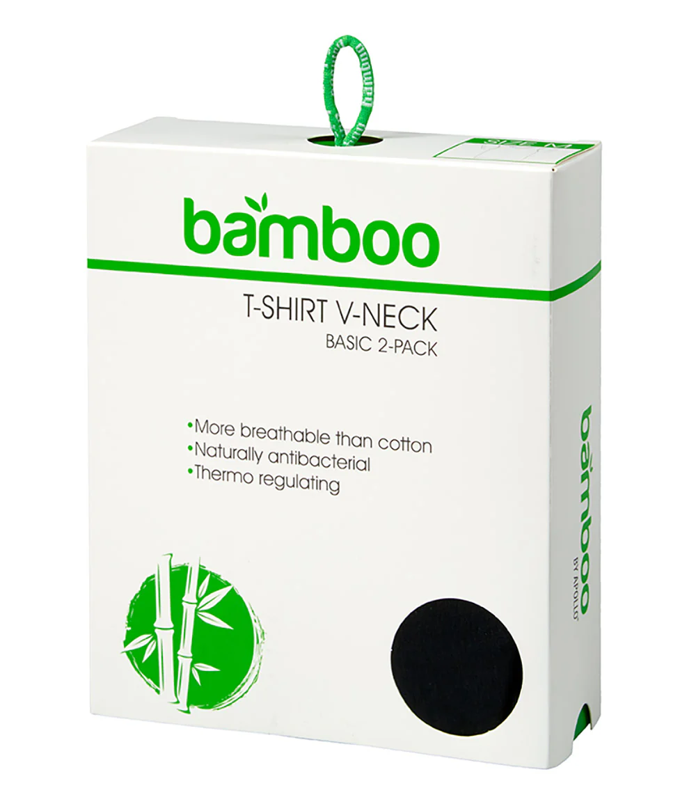 Bamboe T-Shirt heren - V hals - Zwart - 2-Pak - Afbeelding 5