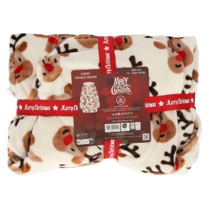 Morethansocks - Huggle Hoodie Kerst -  Dames - One Size - Wit