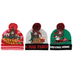 Kerstmuts met lampjes - Christmas rocks one size - met pompon