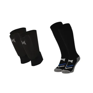 Xtreme - Voetbalsokken + scheenbeschermers + enkelbandjes - Zwart