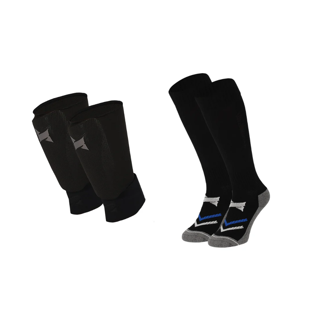 Xtreme - Voetbalsokken + scheenbeschermers + enkelbandjes - Zwart