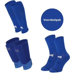 Xtreme - Gripsokken +voetloze sokken + scheenbeschermers + enkelbandjes - Kobalt Blauw