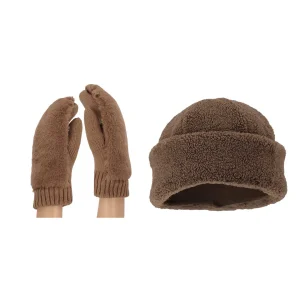 Dames teddy wanten + muts - One size