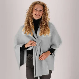 Gebreide poncho dames - Licht Grijs