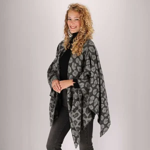 Geweven poncho - Dames - Multi Grijs