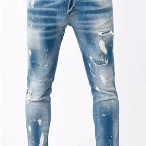 My Brand Skinny Blue Jeans White/Green/Pink Spots