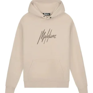 Malelions Men Striped Signature Hoodie Beige