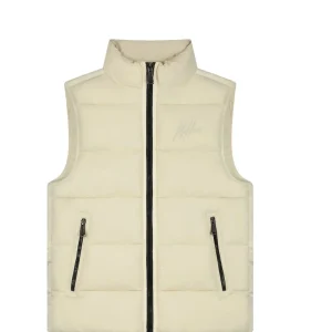 Malelions Crinkle Padded Vest Beige
