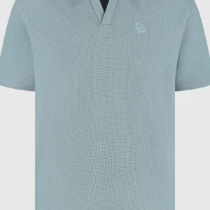 Pure Path Initals Waffle Polo Blue Grey