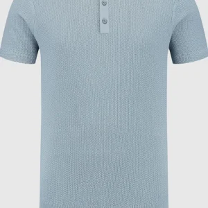 Pure Path Braided Knitwear Polo Blue