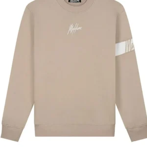 Malelions Men Captain Sweater 2.0 Taupe/White