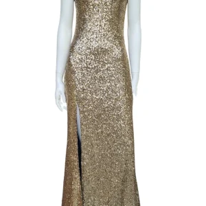 Maxi jurk strapless goud