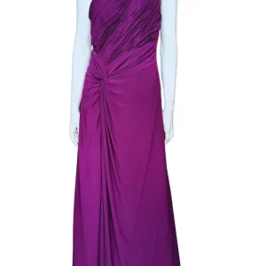 Maxi jurk paars one shoulder