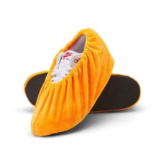 Velours overschoenen oranje lekker zacht wasbaar antislip maat 37 - 42