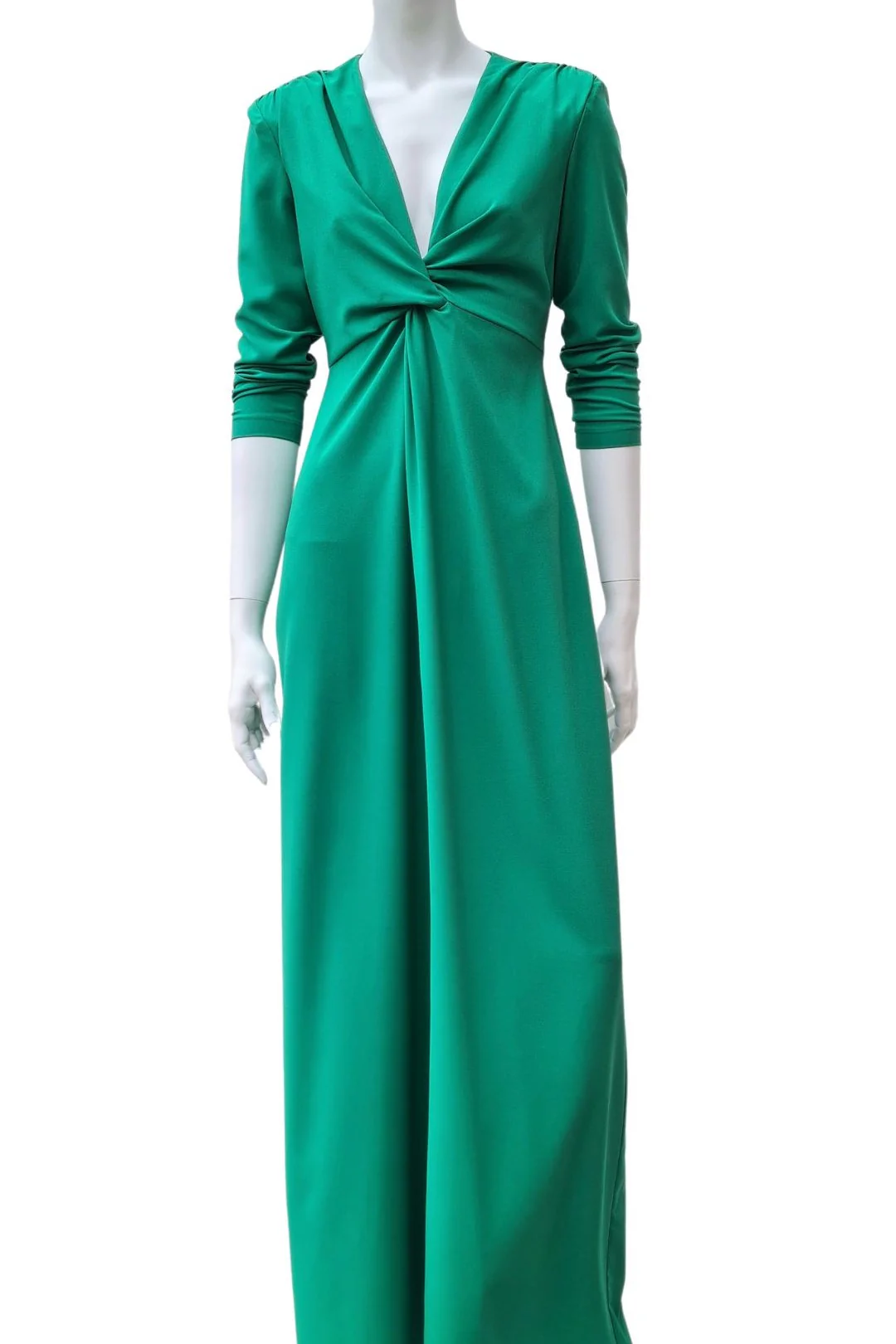 Maxi jurk groen hoge split - Afbeelding 4