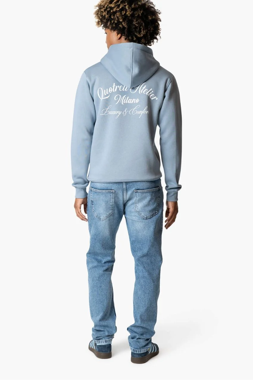 Quotrell Atelier Milano Hoodie Muted Blue/White - Afbeelding 5