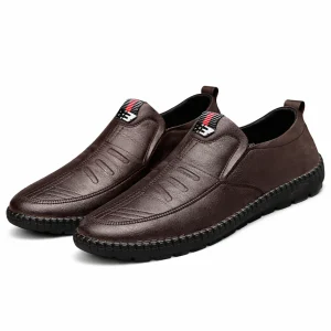Heren PU-leren Loafers – Ademende Antislip Slip-On Casual Schoenen voor Werk en Buiten
