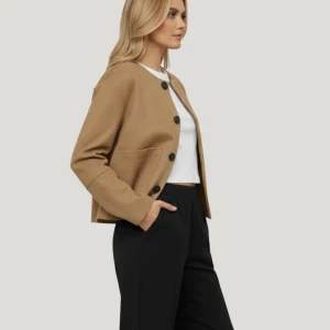 Dames suède-look varsity bomber – warm