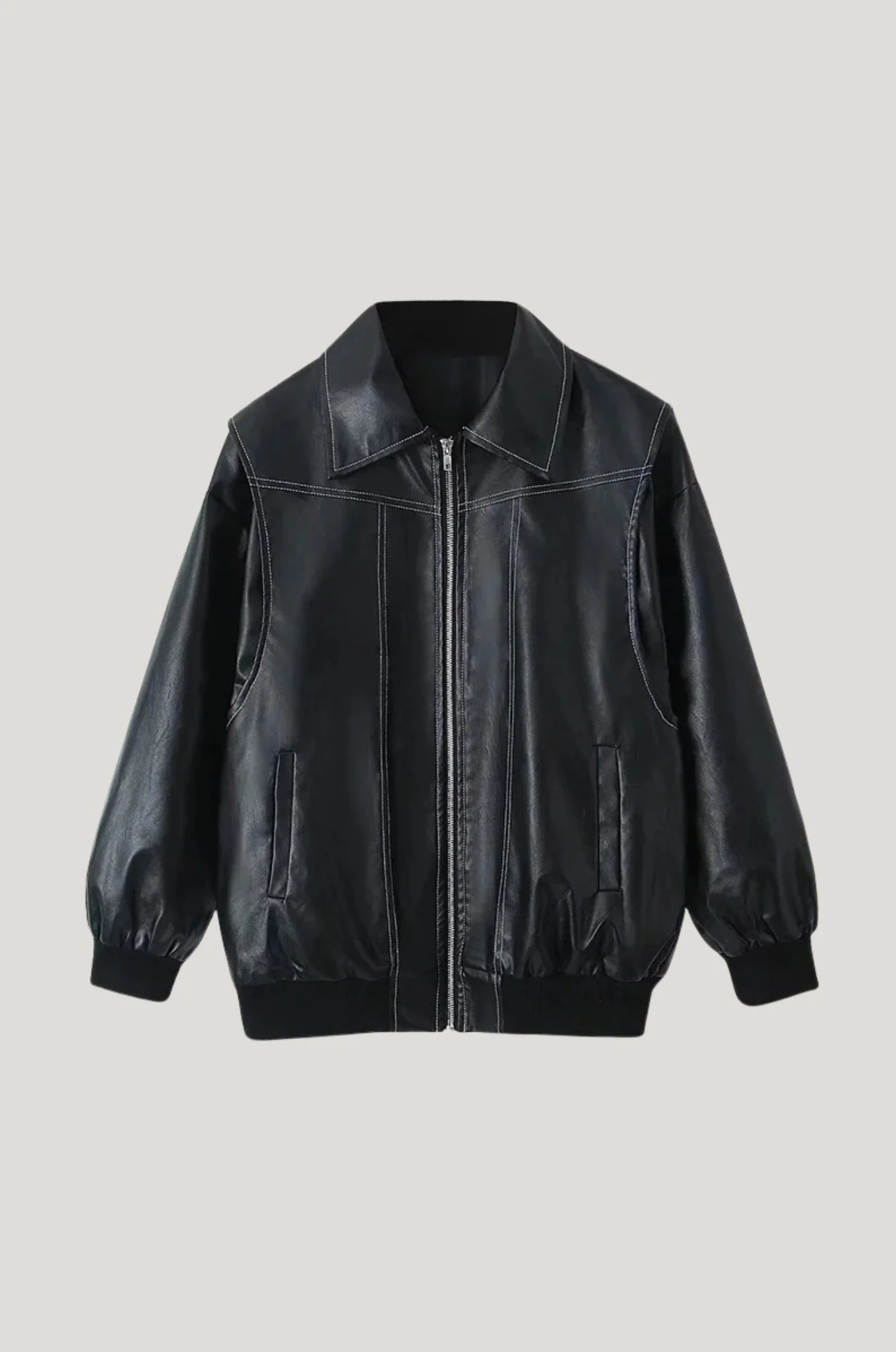 Dames leren bikerjas – stevig 90s minimal - Afbeelding 7