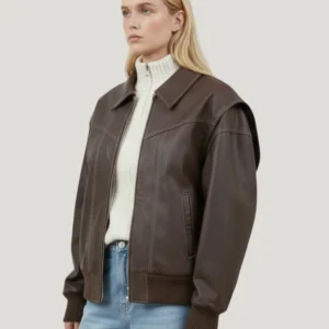 Dames leren bikerjas – stevig 90s minimal