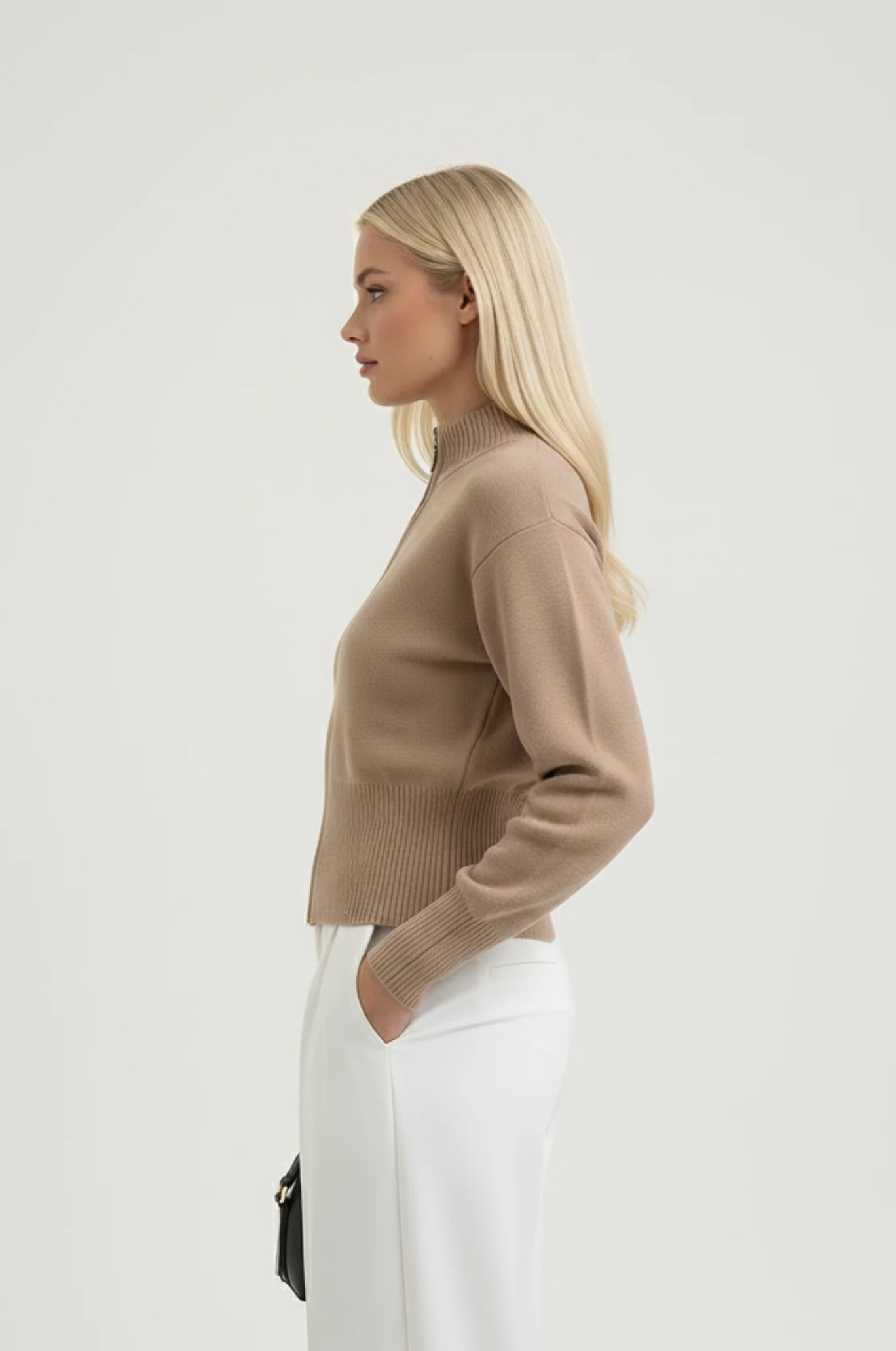 Dames gebreid vest – rits & opstaande kraag - Afbeelding 5