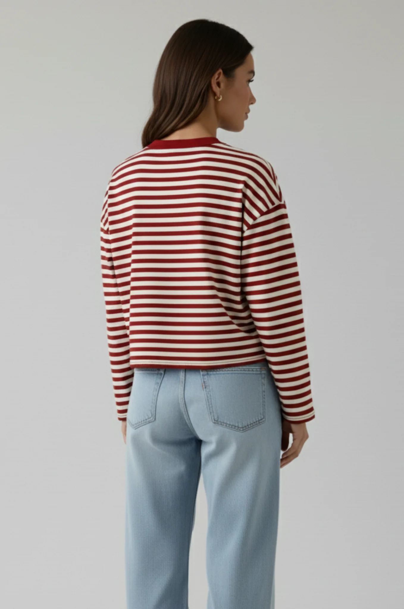 Gestreept longsleeve – loose fit, stretch - Afbeelding 3