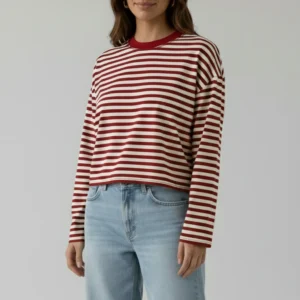 Gestreept longsleeve – loose fit, stretch