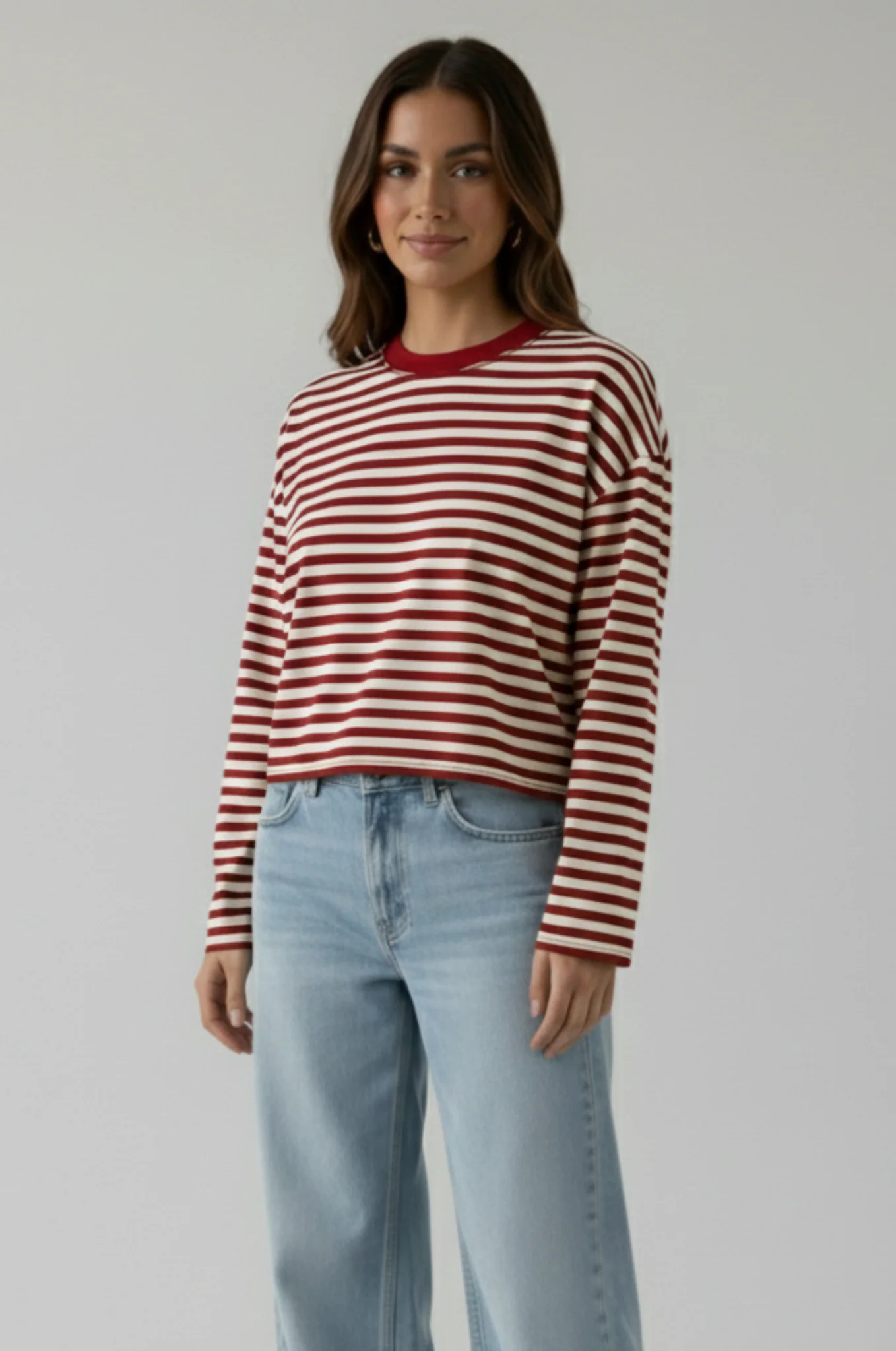 Gestreept longsleeve – loose fit, stretch