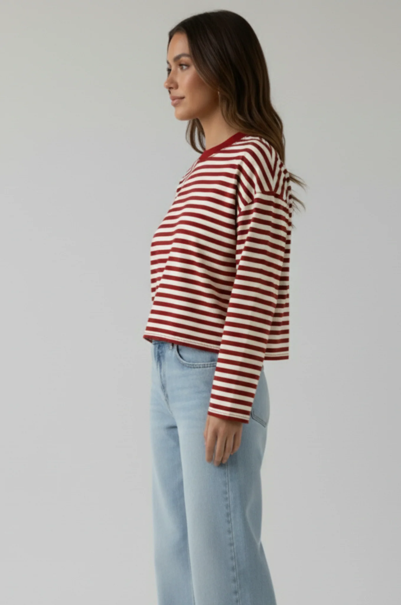 Gestreept longsleeve – loose fit, stretch - Afbeelding 6