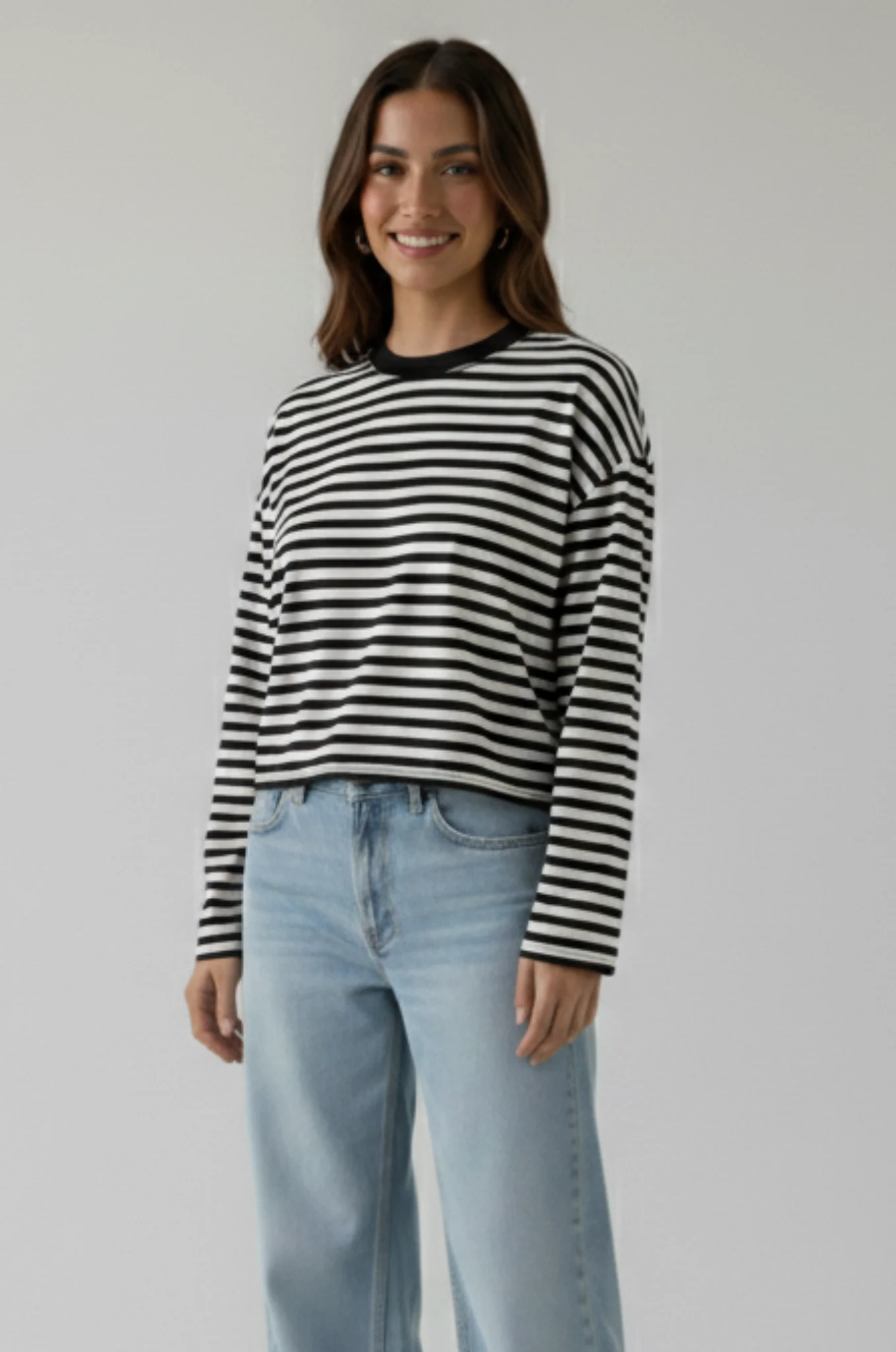 Gestreept longsleeve – loose fit, stretch - Afbeelding 9