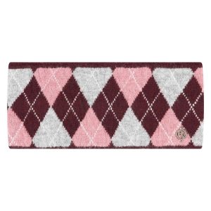 HV Polo Headband Argyle Dark Berry | Zachte & Warme Gebreide Hoofdband*
