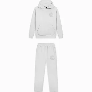 KIDS RIPPED MONOGRAM SWEATSUIT | Grijs gemêleerd