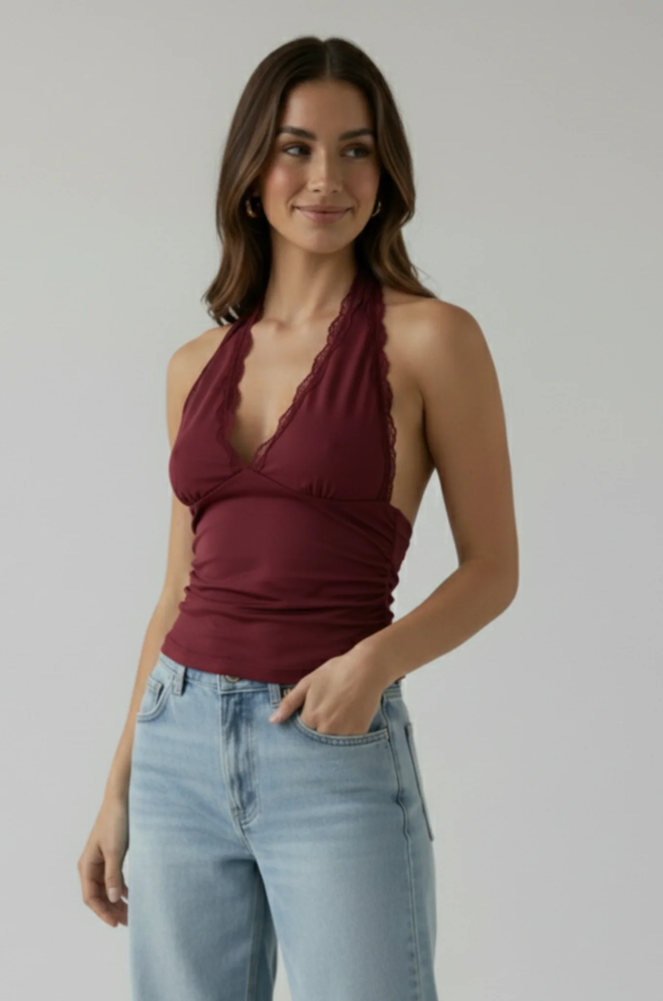 Kant halter crop top – open rug - Afbeelding 4