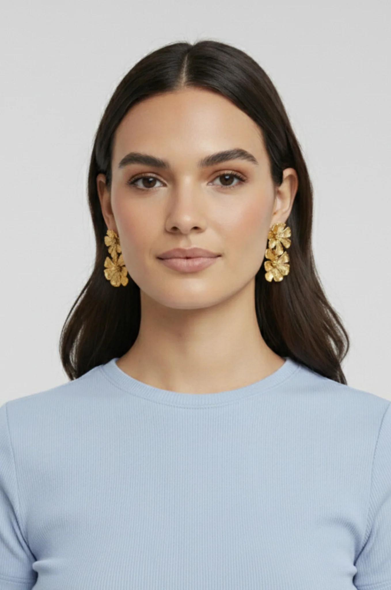 Vintage bloem oorbellen – dubbele laag - Afbeelding 2