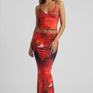 Tie-dye set – V-hals top & maxi-rok