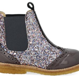 Angulus Laars - Angulus Kinderschoenen - Antracite | Chelsea boot with Broque Patern tape