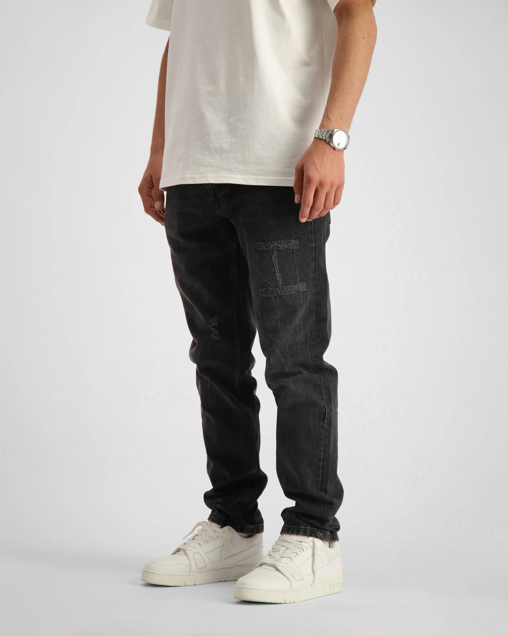 verwoest denim | zwart gewassen - Afbeelding 3