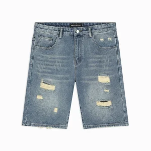 DISTRESSED DENIM SHORTS | Blauw