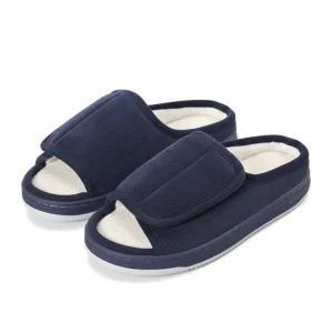 Dames Gevoerde Slippers voor Brede en Gezwollen Diabetes Voeten met Klittenband