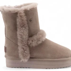 Warmbat Boot - Warmbat Damesschoenen - Groen | Kangaroo Suede Boot Plateau